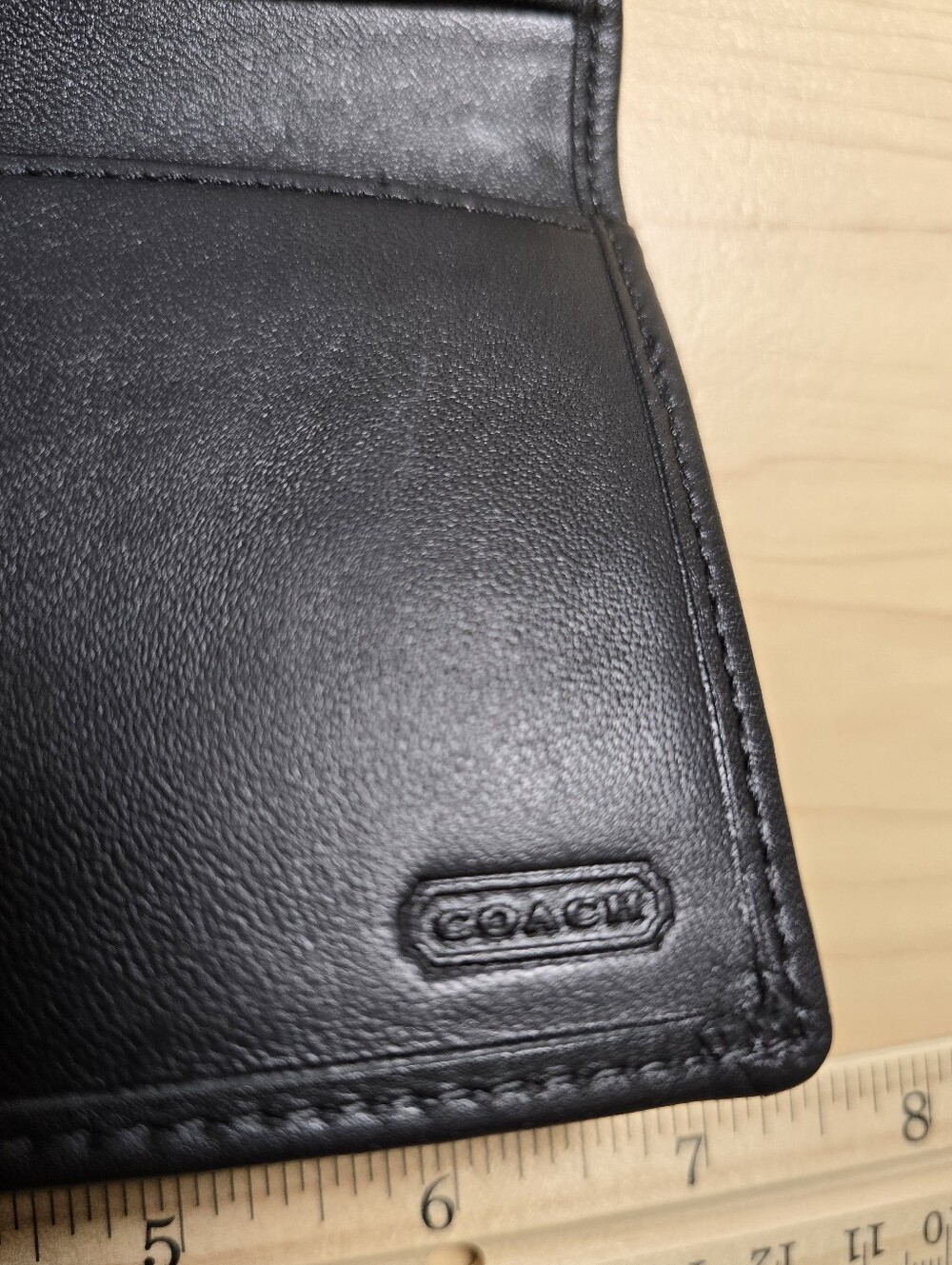COACH F42986 Hampton Signature Jacquard Black Leather Trifold Wallet Checkbook - Picture 15 of 15